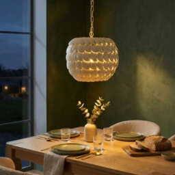 Wyld And Coco Naturenest Coconut Shell Pendant Lamp Beige Natural Boho, W26 X D26 X H102Cm - thumbnail 2