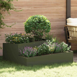 Berkfield Garden Planter Olive Green 100 X 100 X 50 Cm Steel
