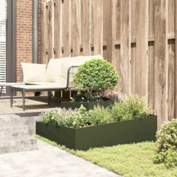 Berkfield Garden Planter Olive Green 100 X 100 X 50 Cm Steel - thumbnail 4