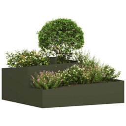 Berkfield Garden Planter Olive Green 100 X 100 X 50 Cm Steel - thumbnail 3