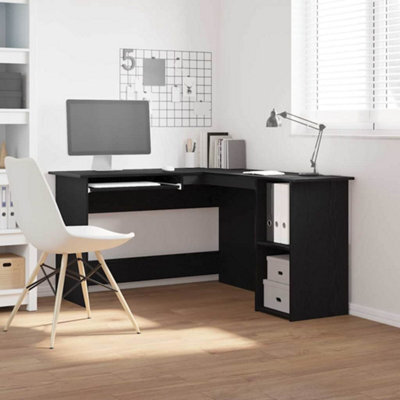 Berkfield Black Oak Desk 120X140X75 Cm Made From Engineered Wood - image 1