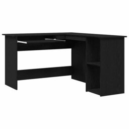 Berkfield Black Oak Desk 120X140X75 Cm Made From Engineered Wood - thumbnail 5