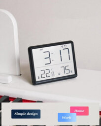 Amorly Smart Digital Alarm Clock, W/magnetic Attraction, Indoor Temperature Humidity, Hd Screen Hour Date, Battery Operated - Black - thumbnail 3