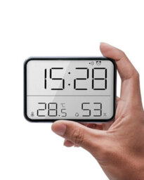 Amorly Smart Digital Alarm Clock, W/magnetic Attraction, Indoor Temperature Humidity, Hd Screen Hour Date, Battery Operated - Black - thumbnail 1