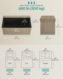 Songmics Storage Bench, Foldable Ottoman With Lid, Great For Bedroom, Living Room, Hallway, Camel Brown - thumbnail 2