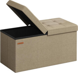 Songmics Storage Bench, Foldable Ottoman With Lid, Great For Bedroom, Living Room, Hallway, Camel Brown - thumbnail 6