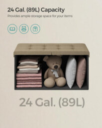 Songmics Storage Bench, Foldable Ottoman With Lid, Great For Bedroom, Living Room, Hallway, Camel Brown - thumbnail 4