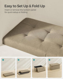 Songmics Storage Bench, Foldable Ottoman With Lid, Great For Bedroom, Living Room, Hallway, Camel Brown - thumbnail 5