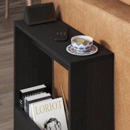 Decortie Simpi Black Wood Slim End Table With Magazine Rack (H) 60Cm - thumbnail 3