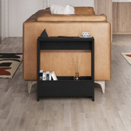 Decortie Simpi Black Wood Slim End Table With Magazine Rack (H) 60Cm - thumbnail 5