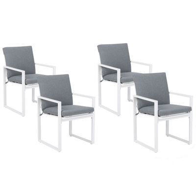 Beliani Set Of 4 Garden Chairs With Cushions Pancole Fabric Grey - image 1