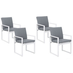 Beliani Set Of 4 Garden Chairs With Cushions Pancole Fabric Grey
