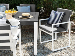 Beliani Set Of 4 Garden Chairs With Cushions Pancole Fabric Grey - thumbnail 2