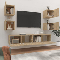 Berkfield 6 Piece Tv Cabinet Set Sonoma Oak Engineered Wood - thumbnail 3
