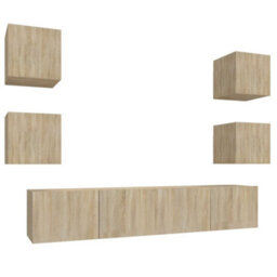 Berkfield 6 Piece Tv Cabinet Set Sonoma Oak Engineered Wood - thumbnail 2