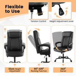 Costway Office Desk Chair Ergonomic Executive Chair W/headrest Cushion-Black - thumbnail 5