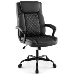 Costway Office Desk Chair Ergonomic Executive Chair W/headrest Cushion-Black