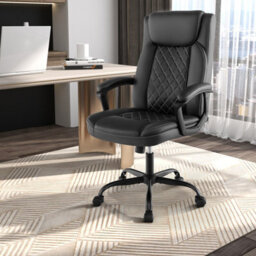 Costway Office Desk Chair Ergonomic Executive Chair W/headrest Cushion-Black - thumbnail 2