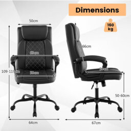 Costway Office Desk Chair Ergonomic Executive Chair W/headrest Cushion-Black - thumbnail 9