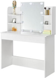 MMT Funiture Designs White Dressing Table With Drawers Make Up Desk With Led Mirror Modern Bedroom 108Cm - thumbnail 8