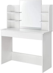 MMT Funiture Designs White Dressing Table With Drawers Make Up Desk With Led Mirror Modern Bedroom 108Cm - thumbnail 9