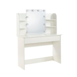 MMT Funiture Designs White Dressing Table With Drawers Make Up Desk With Led Mirror Modern Bedroom 108Cm - thumbnail 2