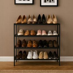 Neo Black 4-Tier Bamboo Shoe Rack Wooden Shoe Storage Organiser Shelf For Hallway, Entrance Living Room - thumbnail 2
