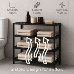Neo Black 4-Tier Bamboo Shoe Rack Wooden Shoe Storage Organiser Shelf For Hallway, Entrance Living Room - thumbnail 5