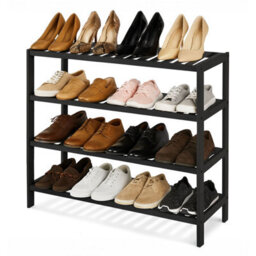 Neo Black 4-Tier Bamboo Shoe Rack Wooden Shoe Storage Organiser Shelf For Hallway, Entrance Living Room - thumbnail 7