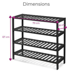Neo Black 4-Tier Bamboo Shoe Rack Wooden Shoe Storage Organiser Shelf For Hallway, Entrance Living Room - thumbnail 9