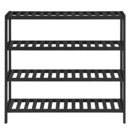 Neo Black 4-Tier Bamboo Shoe Rack Wooden Shoe Storage Organiser Shelf For Hallway, Entrance Living Room - thumbnail 8