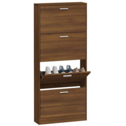 Berkfield Shoe Cabinet Brown Oak 59X17X150 Cm Engineered Wood - thumbnail 4
