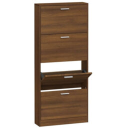 Berkfield Shoe Cabinet Brown Oak 59X17X150 Cm Engineered Wood - thumbnail 2