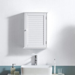 Bathroom Cabinet Wall Mounted Single Shutter Door White Storage - thumbnail 4