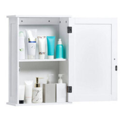 Bathroom Cabinet Wall Mounted Single Shutter Door White Storage - thumbnail 5