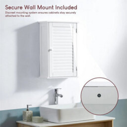 Bathroom Cabinet Wall Mounted Single Shutter Door White Storage - thumbnail 3