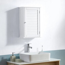 Bathroom Cabinet Wall Mounted Single Shutter Door White Storage - thumbnail 1