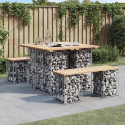 Berkfield Rustic Garden Bench Gabion Design 100X102X72 Cm Solid Wood Pine - thumbnail 2