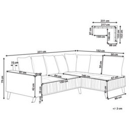 Beliani Corner Sofa 3 Seater Grena Velvet Light Grey Left Hand - thumbnail 3