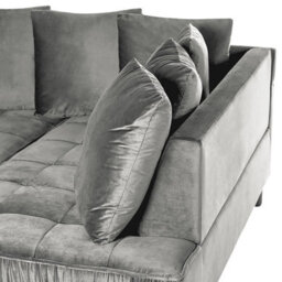 Beliani Corner Sofa 3 Seater Grena Velvet Light Grey Left Hand - thumbnail 6