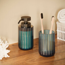 Cosmic Toothbrush Holder, Tumbler, Resistant Glass, 8Cm Diameter, Free-Standing, Ambar Rose, Lido Collection - thumbnail 5
