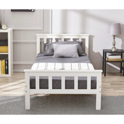 White Solid Pine Wood Standard 3Ft Single Bed Frame Bedroom - thumbnail 4