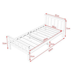 White Solid Pine Wood Standard 3Ft Single Bed Frame Bedroom - thumbnail 2