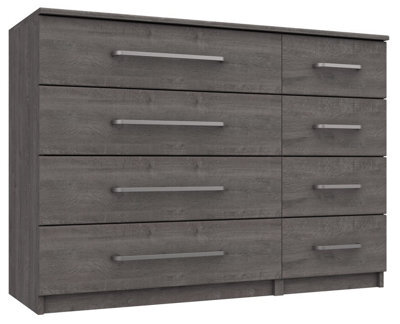 Rochester 4 Drawer Double Chest - Dark Grey Oak On Express Delivery And Ready Assembled