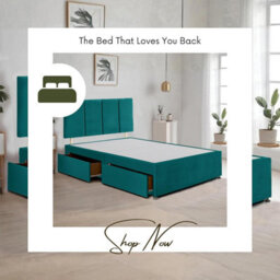Emerald Green Plush Fabric 4Ft Small Double Bed Frame With 20 Inch Vertical Line Headboard And 2 Drawers - thumbnail 4
