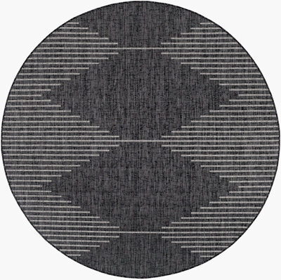 Livabliss Round Eagean-Global Black Grey Cream Charcoal In- & Outdoor Rug 160 X 160 Cm Easy Care, Non Shedding - image 1