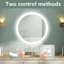 AVER-GROWTH Round Led Bathroom Mirror With Lights Demister Pad Anti-Fog Touch Switch Dimmable Wall Mounted Mirror 600X600mm - thumbnail 3