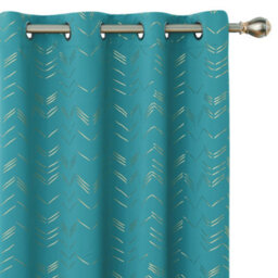 Deconovo Foil Printed Room Darkening Curtains Thermal Insulated Curtains Bedroom Curtains 66 X 54 Inch Peacock Blue 2 Panels - thumbnail 1