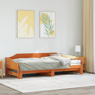 Berkfield Daybed With Trundle Without Mattress Wax Brown 90X200 Cm Solid Wood - image 1