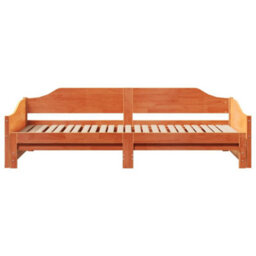 Berkfield Daybed With Trundle Without Mattress Wax Brown 90X200 Cm Solid Wood - thumbnail 7